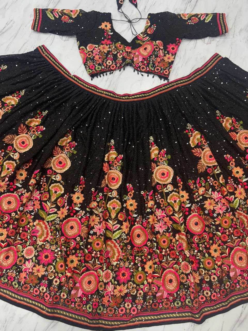 Georgette Embroidered Lehenga - MYLUXURY LANE ENTERPRISE